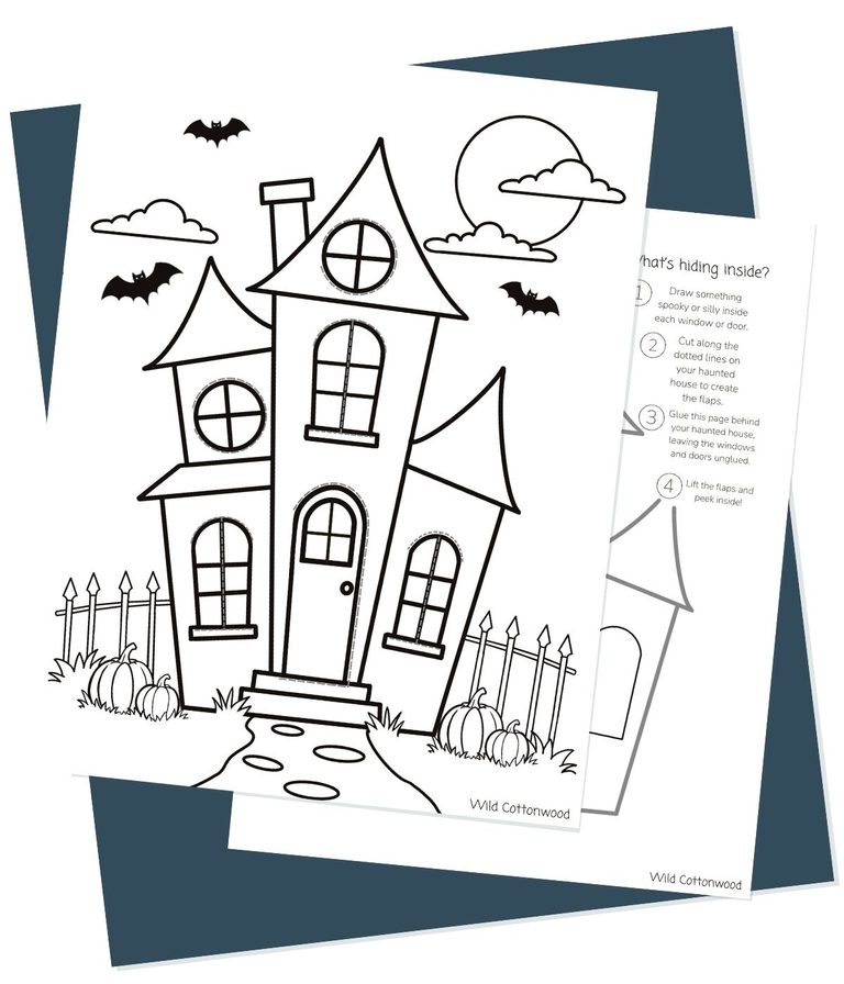 Free Printable Haunted House       Lift-the-Flap Halloween Craft