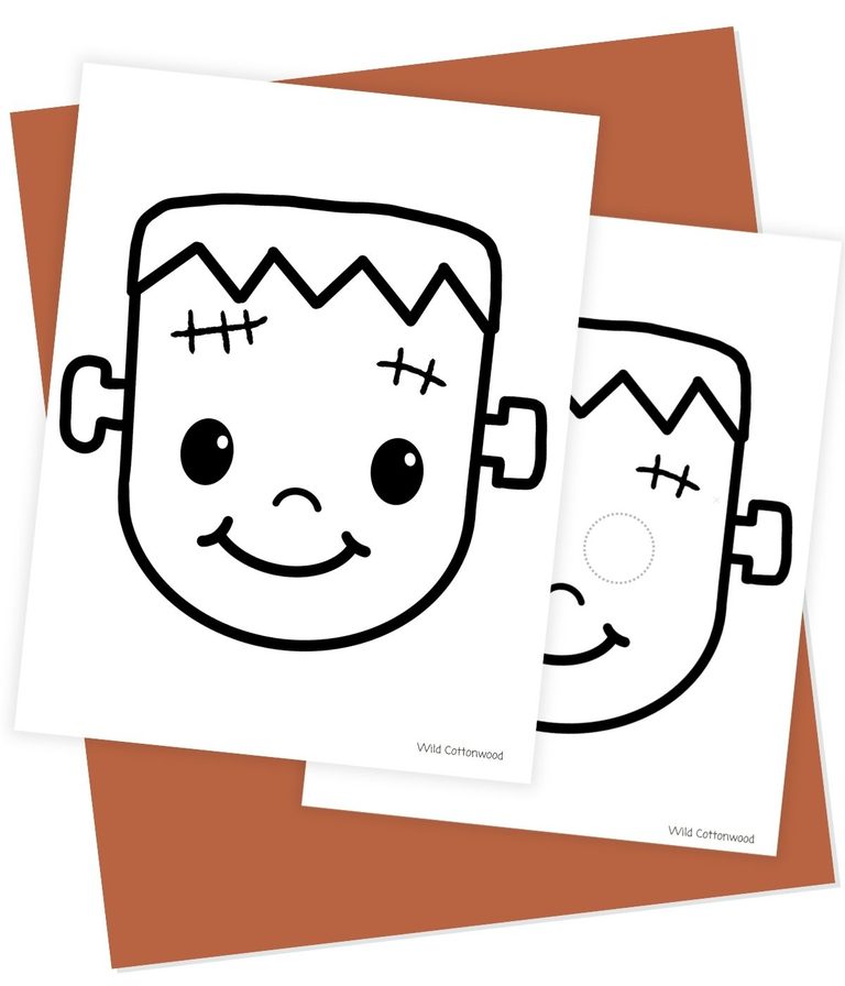 Free Frankenstein Coloring Page, Puppet & Mask Printable